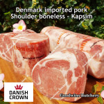 Pork Collar Boston-Butt Kapsim SHOULDER BONELESS SKIN OFF frozen Denmark roast cuts +/- 1.3 kg/pc (price/kg) brand DanishCrown / DanePork